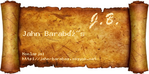 Jahn Barabás névjegykártya
